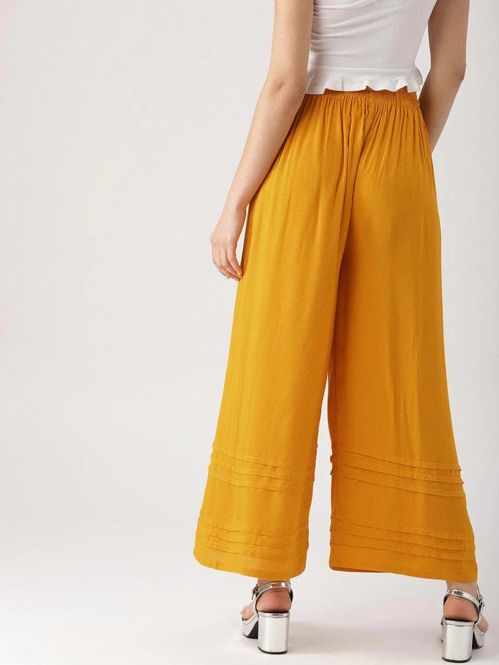 Yellow Solid Rayon Palazzos