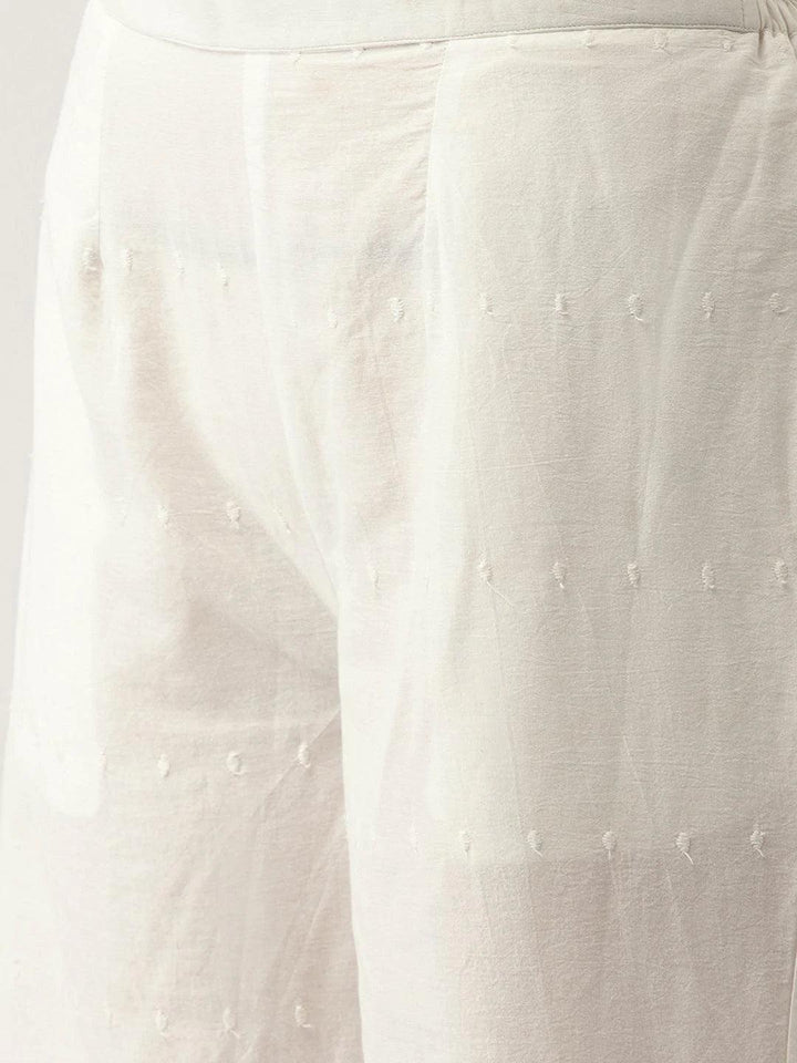 White Schiffli Cotton Palazzos