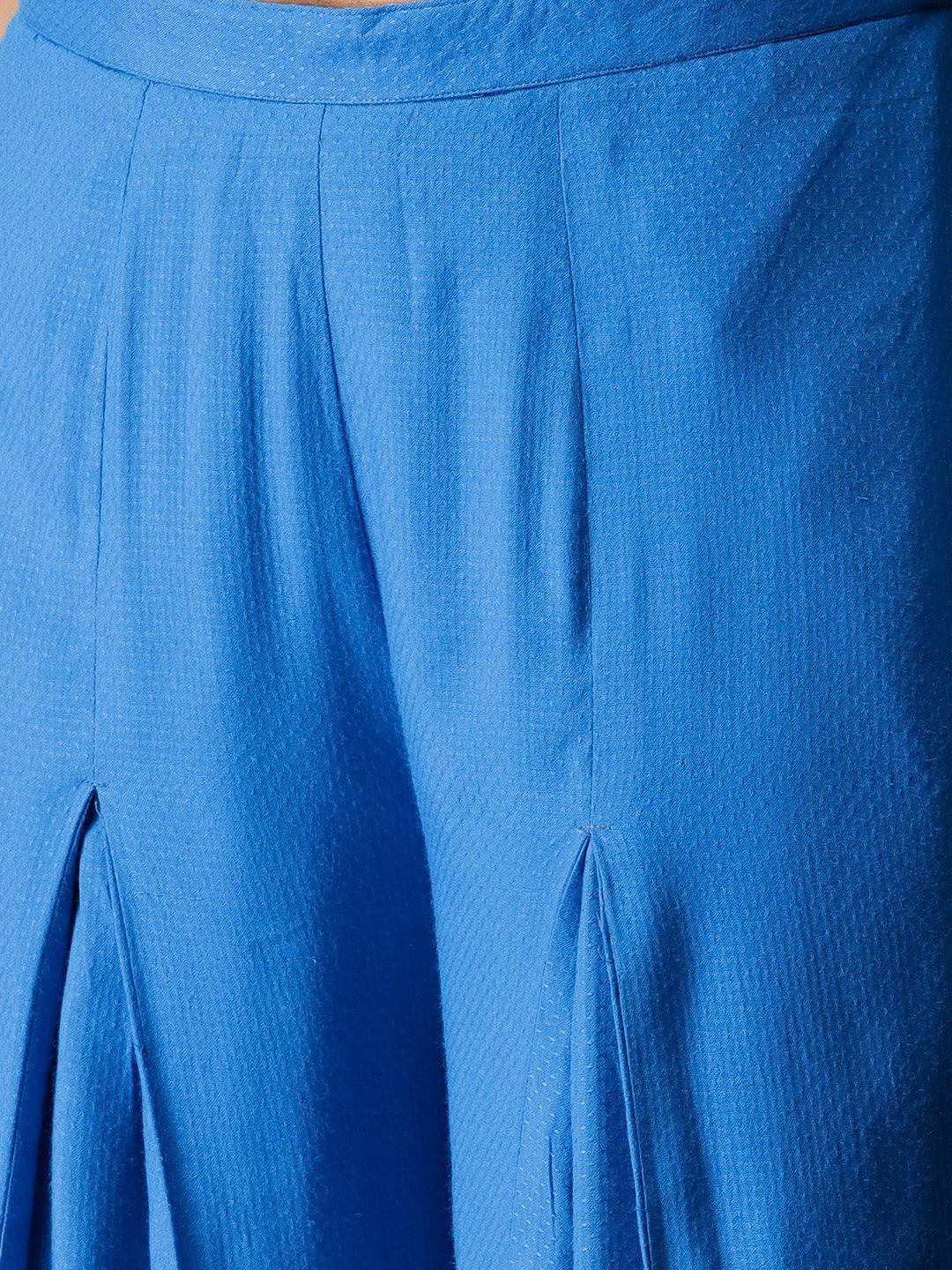 Blue Self Design Rayon Palazzos - ShopLibas