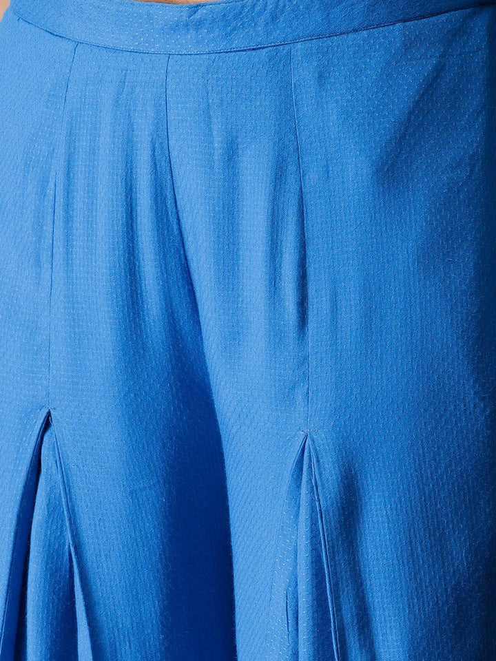 Blue Self Design Rayon Palazzos - ShopLibas