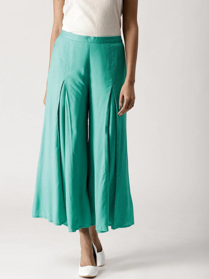 Green Self Design Rayon Palazzos