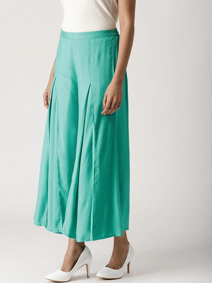 Green Self Design Rayon Palazzos
