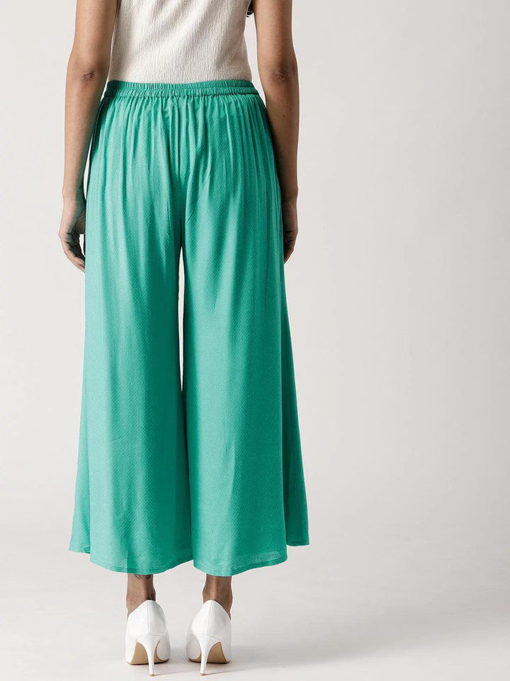 Green Self Design Rayon Palazzos