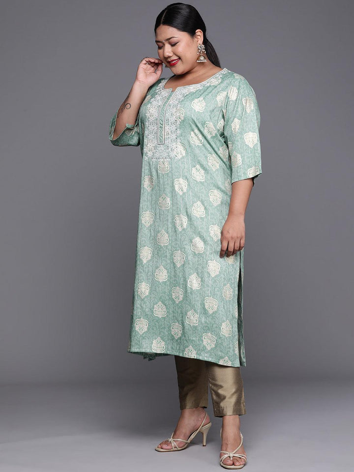Plus Size Blue Yoke Design Rayon Kurta - ShopLibas