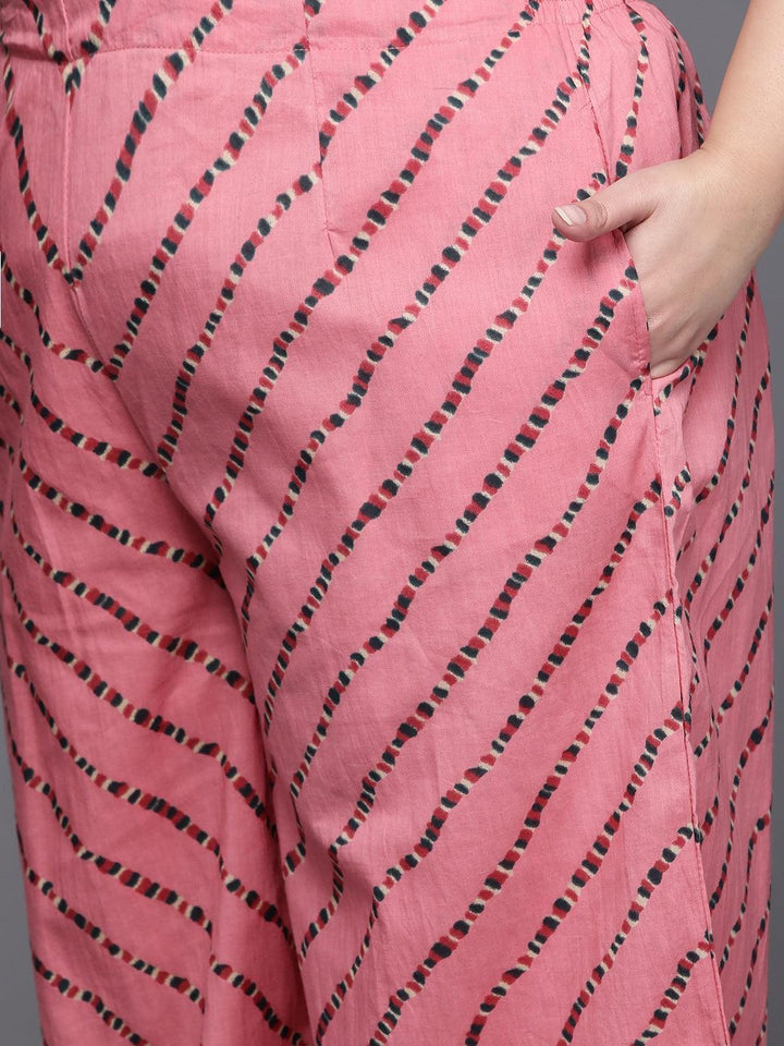 Plus Size Multi Printed Cotton Straight Suit Set
