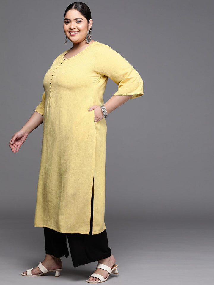 Plus Size Mustard Solid Rayon Kurta