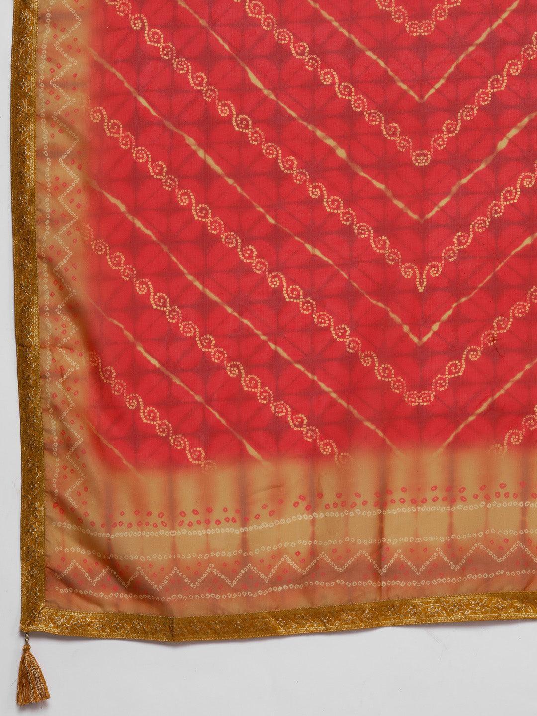 Plus Size Mustard Woven Design Silk Blend Straight Suit Set - Libas 