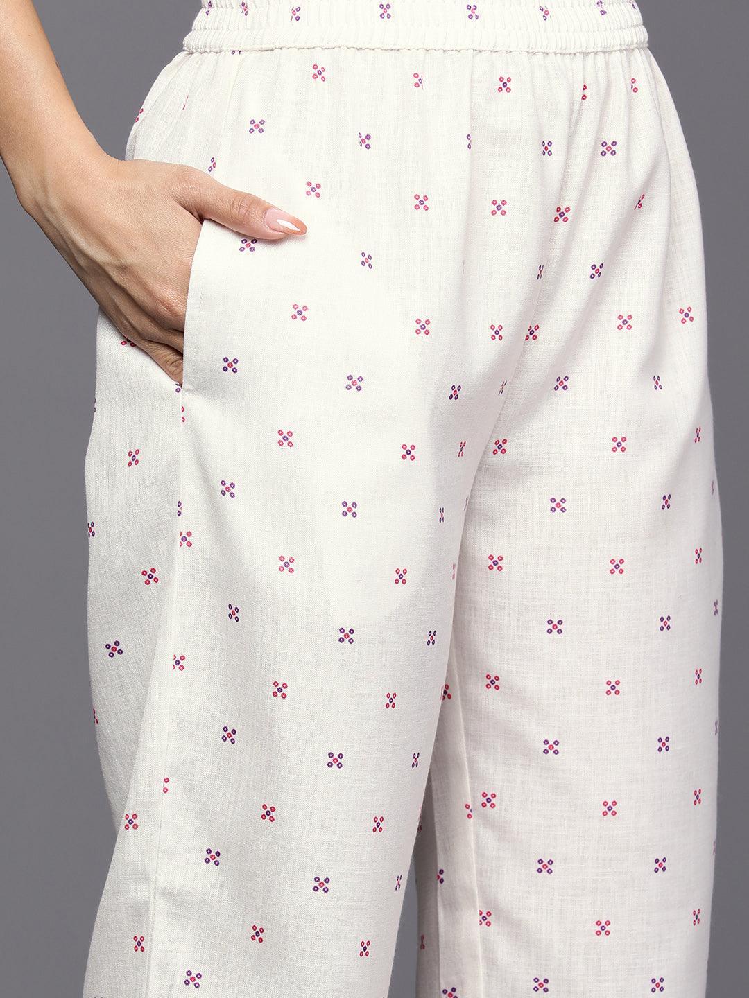 Purple Printed Cotton Straight Kurta Set With Trousers - ShopLibas 