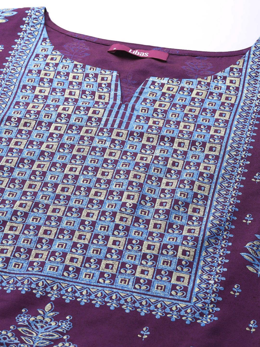 Purple Yoke Design Silk Kurta - ShopLibas