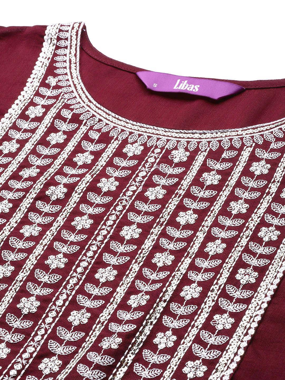 Purple Yoke Design Silk Straight Kurta - ShopLibas 