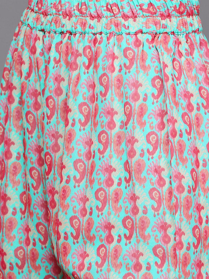 Sea Green Printed Georgette Suit Set - ShopLibas
