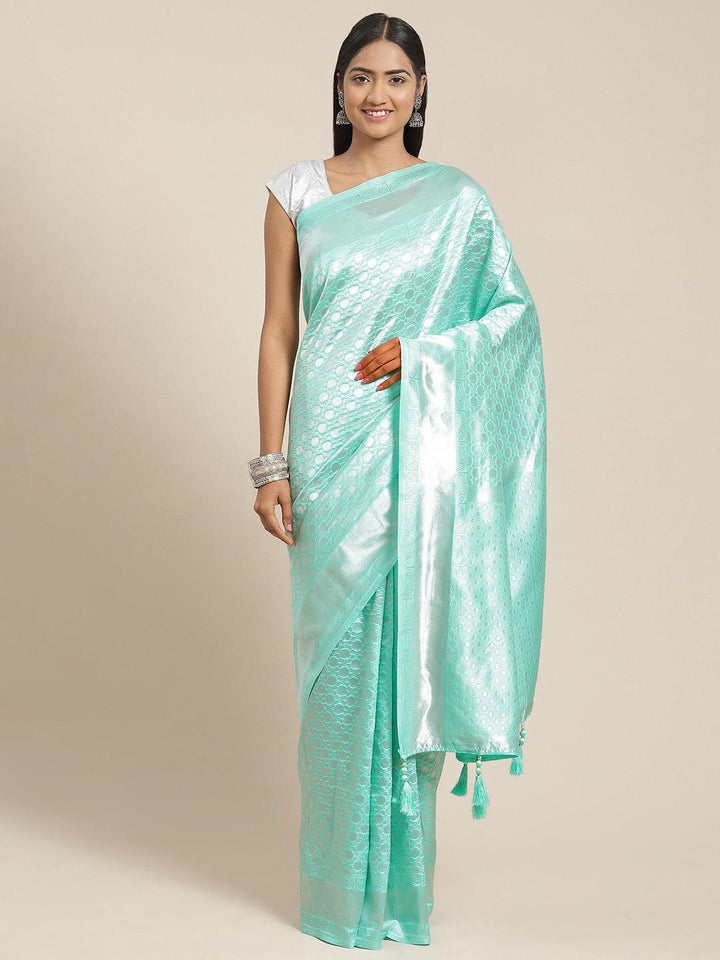 Sea Green Woven Design Art Silk Saree