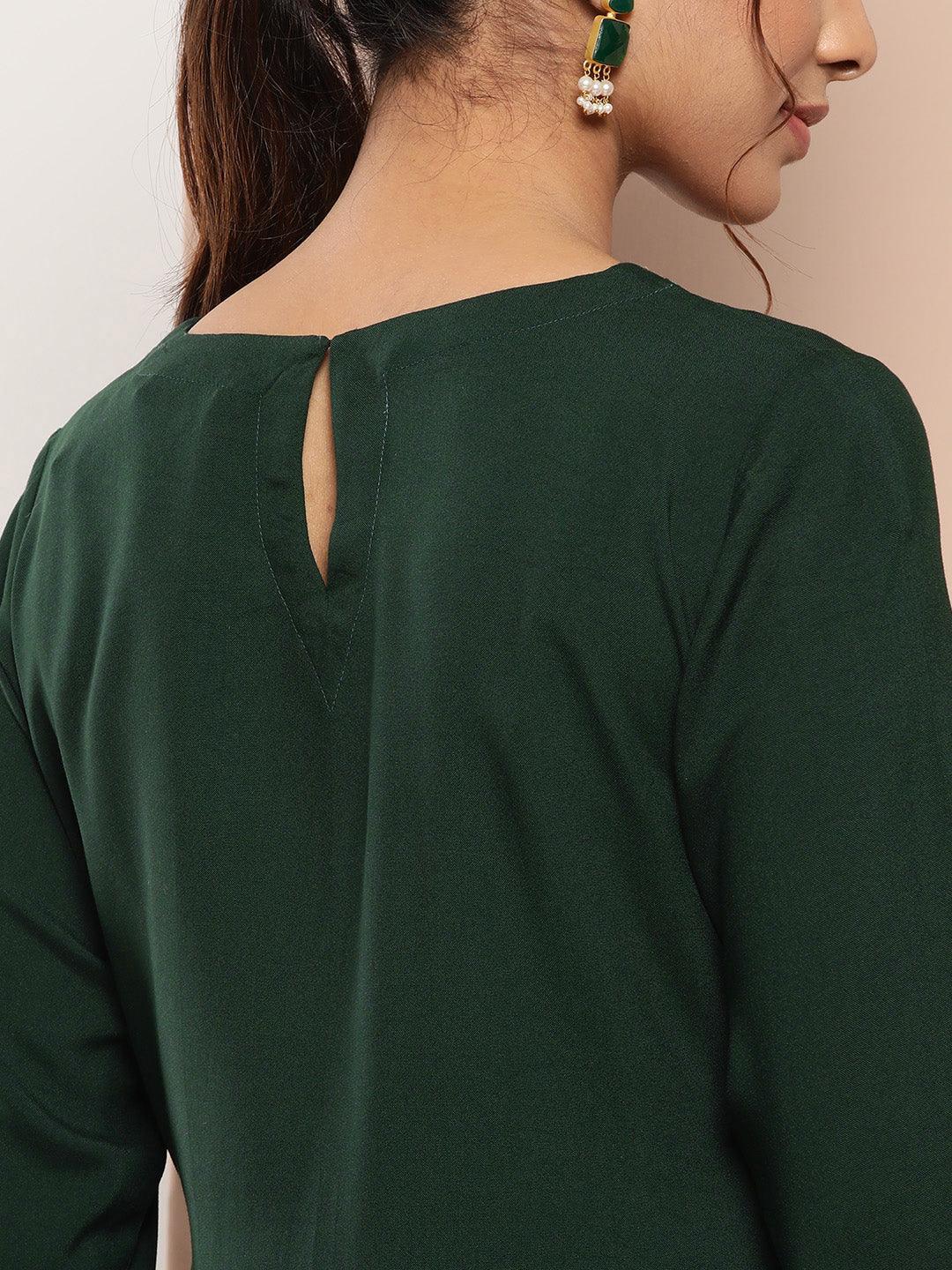 Teal Yoke Design Rayon Straight Kurta - ShopLibas 