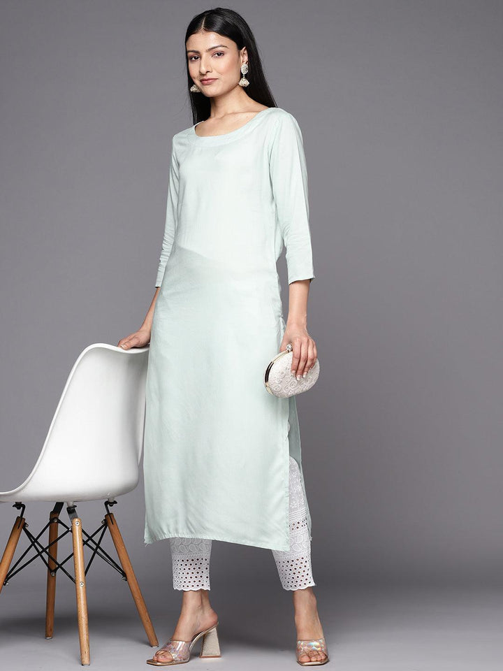 White Embroidered Cotton Trousers