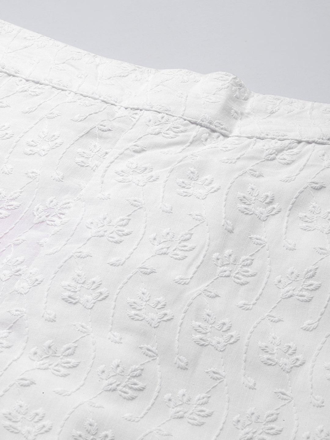 White Embroidered Cotton Trousers - ShopLibas 