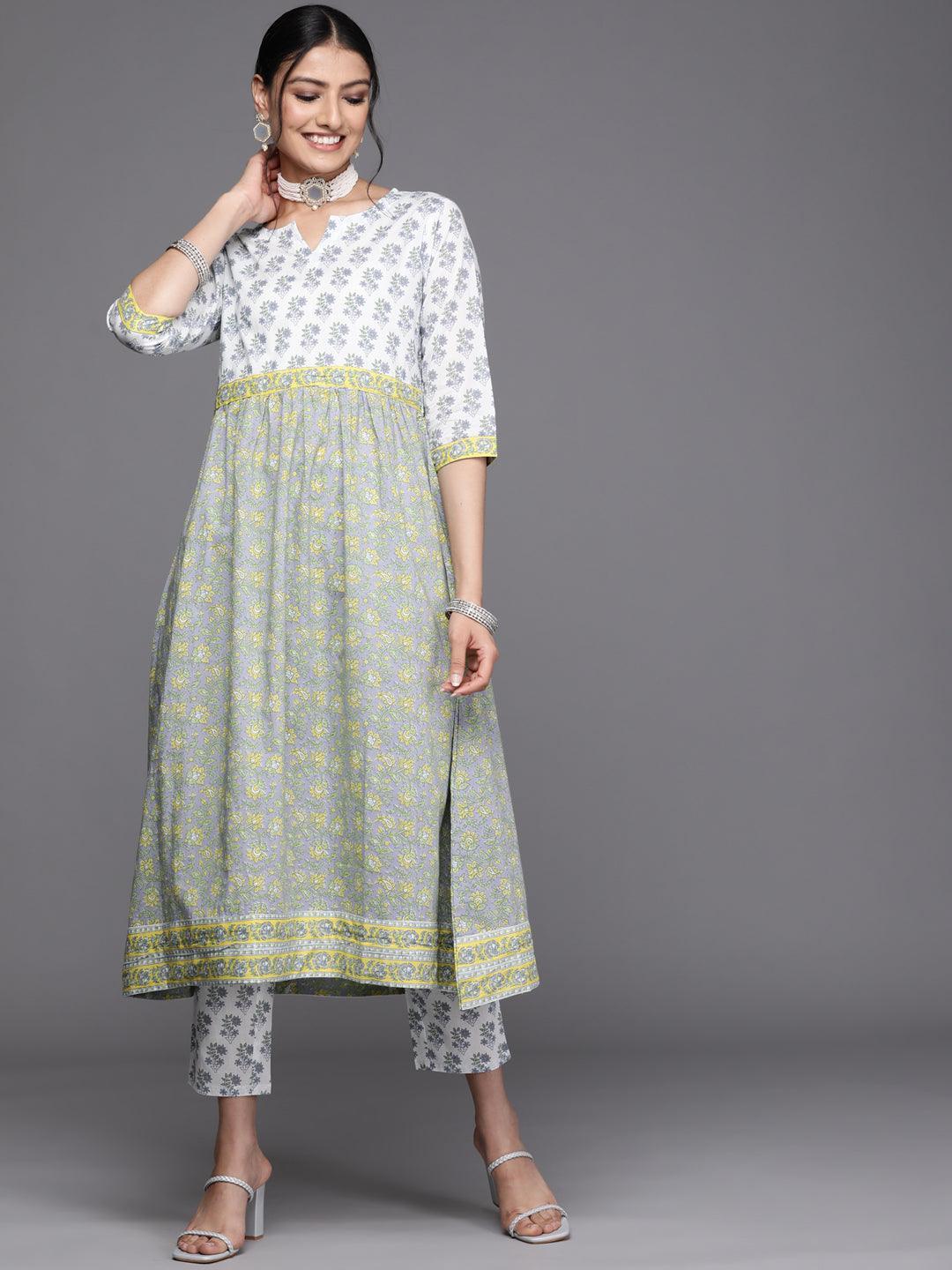White Printed Cotton Kurta - ShopLibas