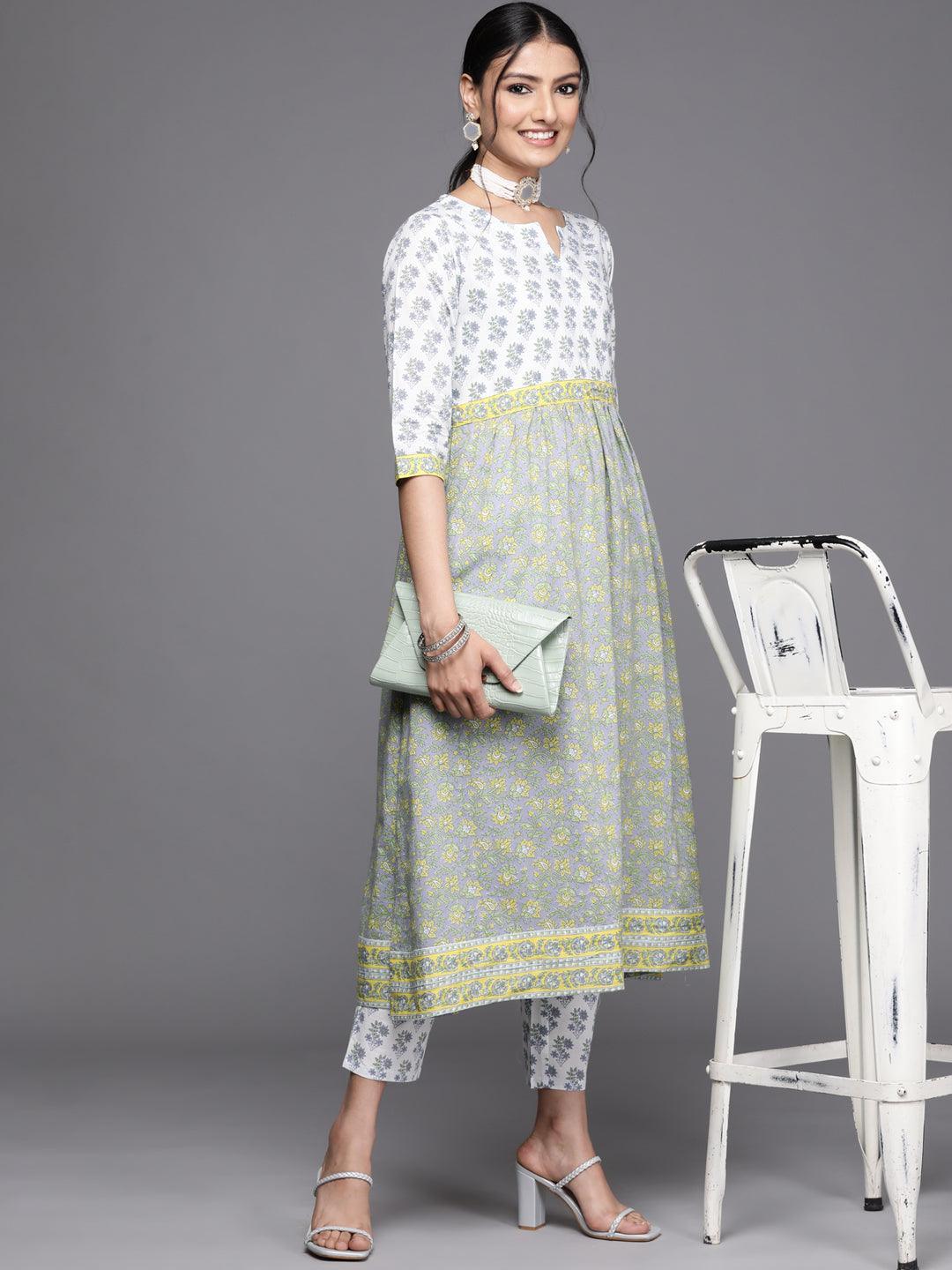 White Printed Cotton Kurta - ShopLibas