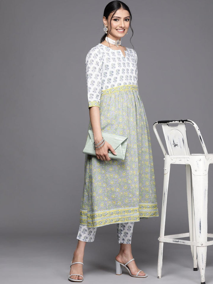 White Printed Cotton Kurta - ShopLibas
