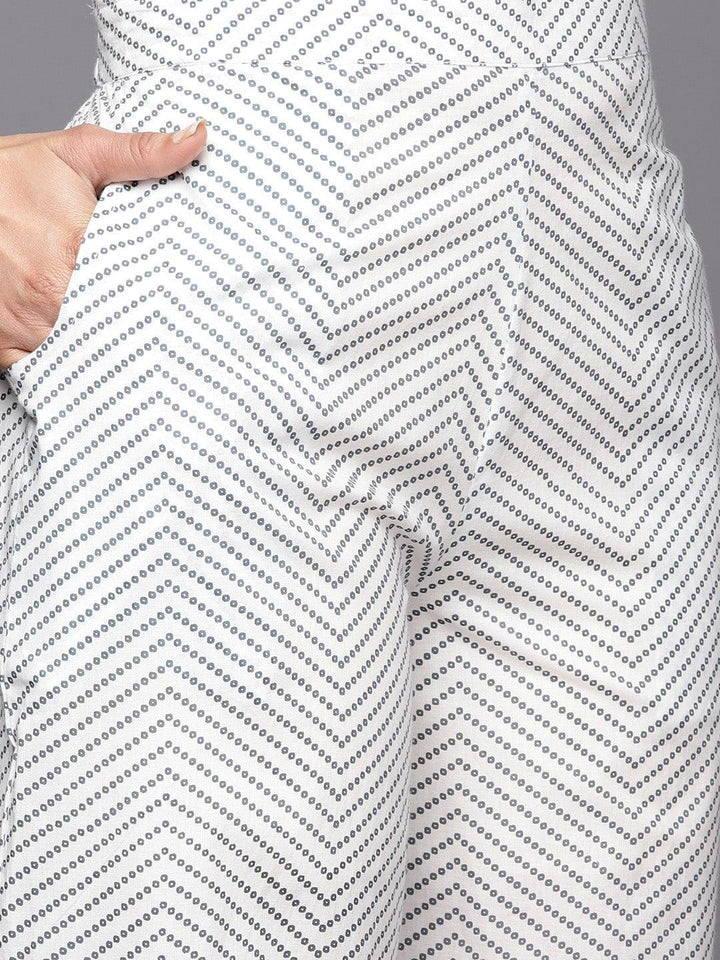 White Printed Cotton Night Suit - ShopLibas