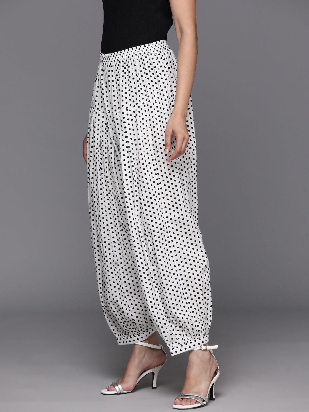 White Printed Cotton Salwar - Libas 