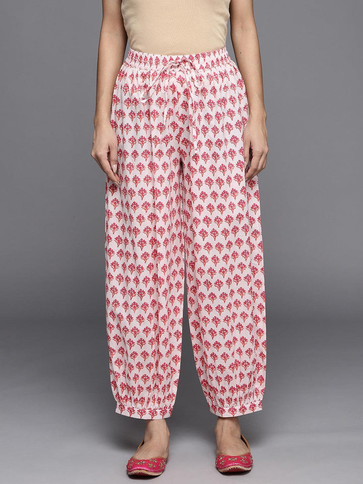 White Printed Cotton Salwar Pants
