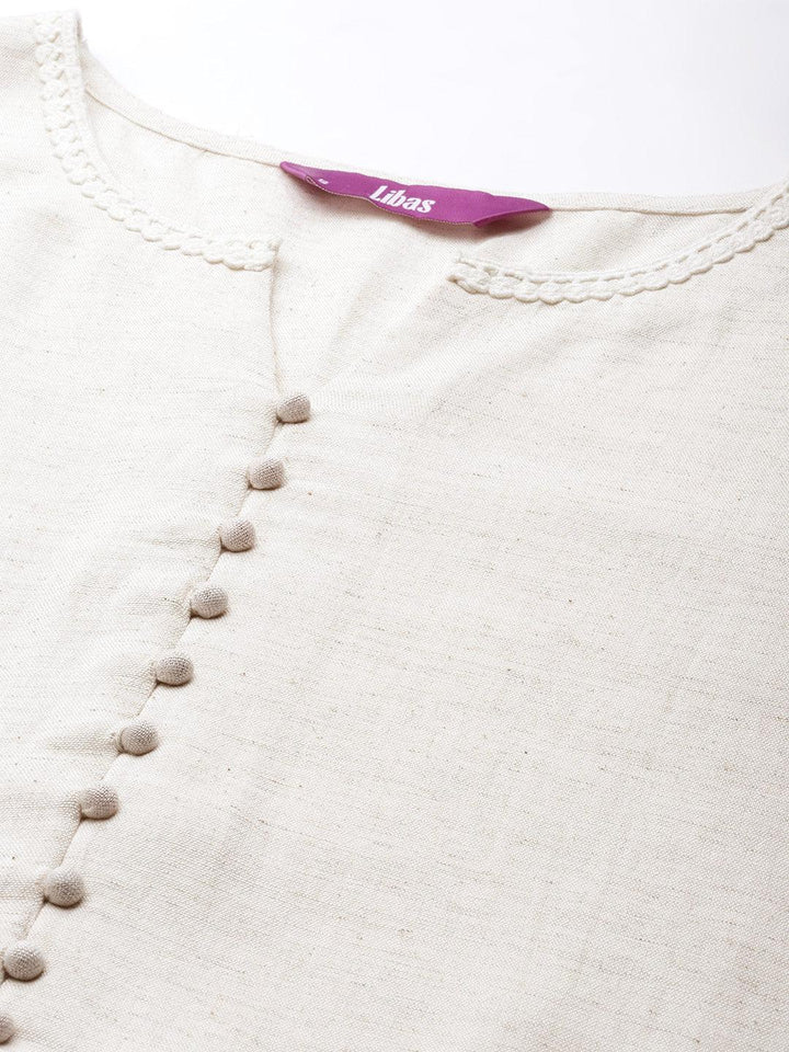 White Printed Cotton Straight Kurta - ShopLibas