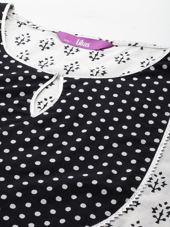 White Printed Cotton Straight Kurta With Salwar & Dupatta