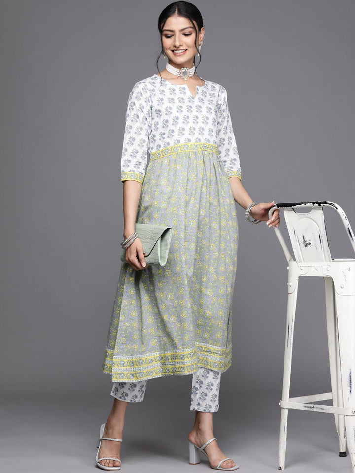 White Printed Cotton Trousers