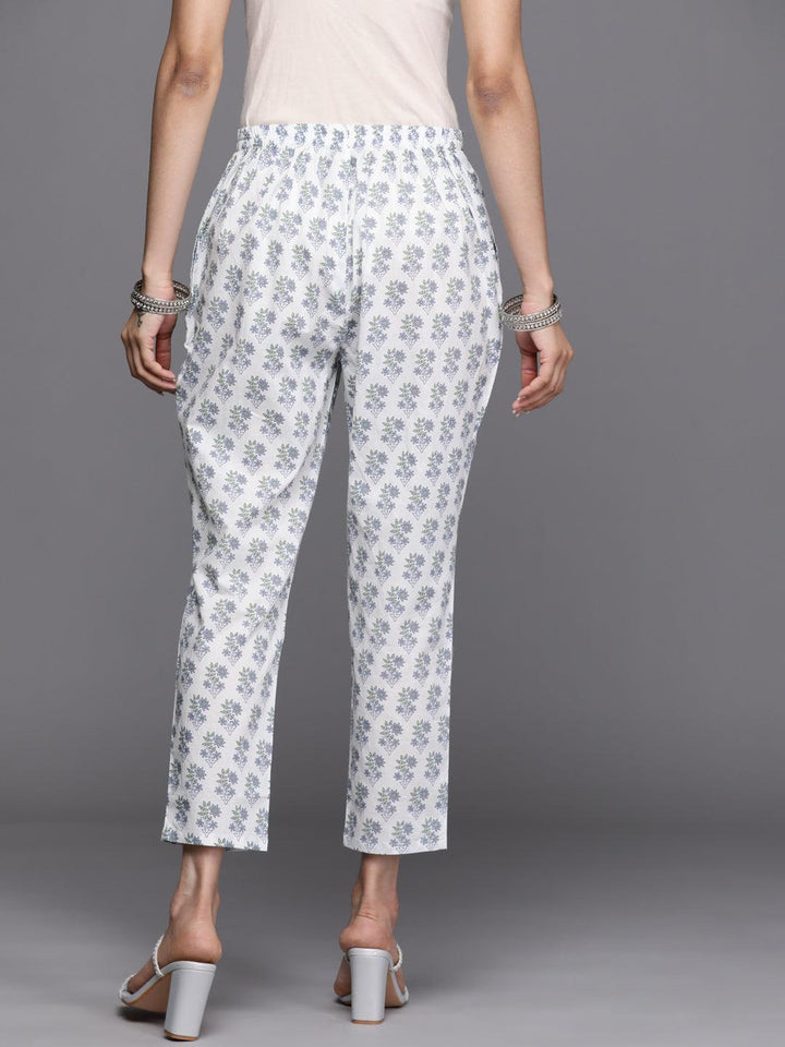 White Printed Cotton Trousers