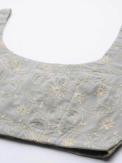 Grey Embroidered Georgette Lehenga Set - ShopLibas