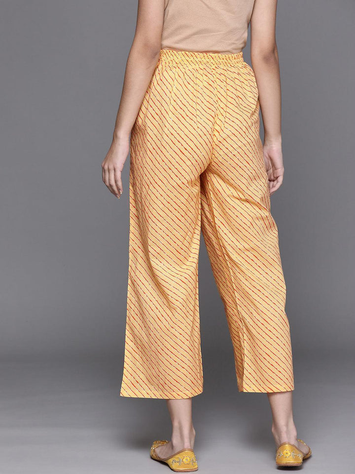 Yellow Printed Cotton Palazzos - Libas