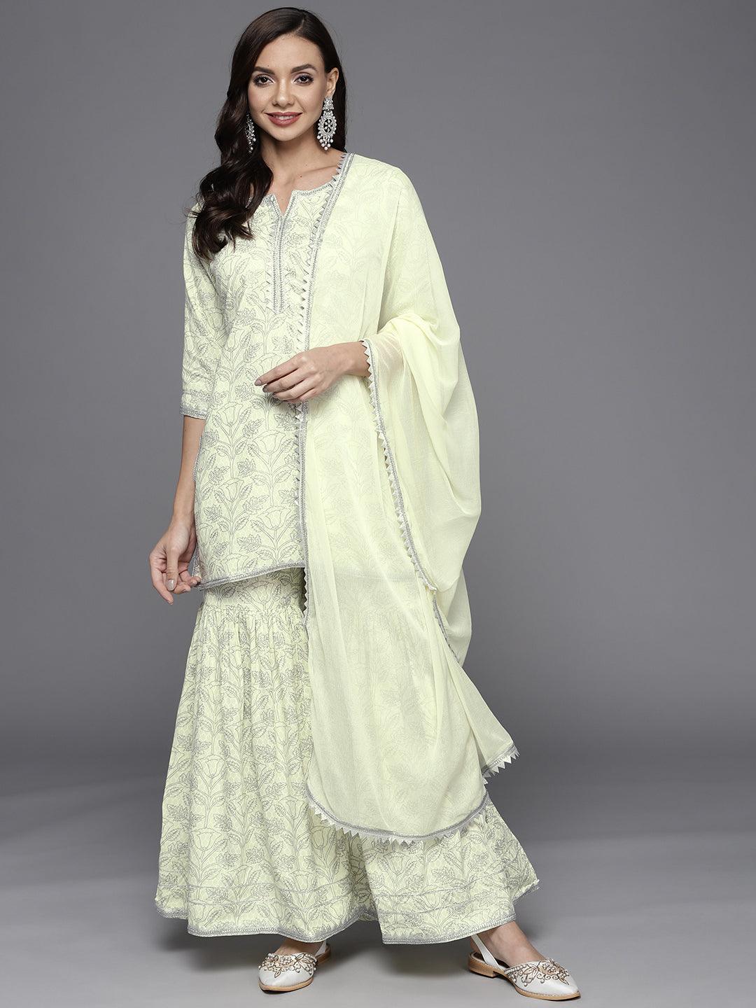 Yellow Printed Cotton Suit Set - ShopLibas
