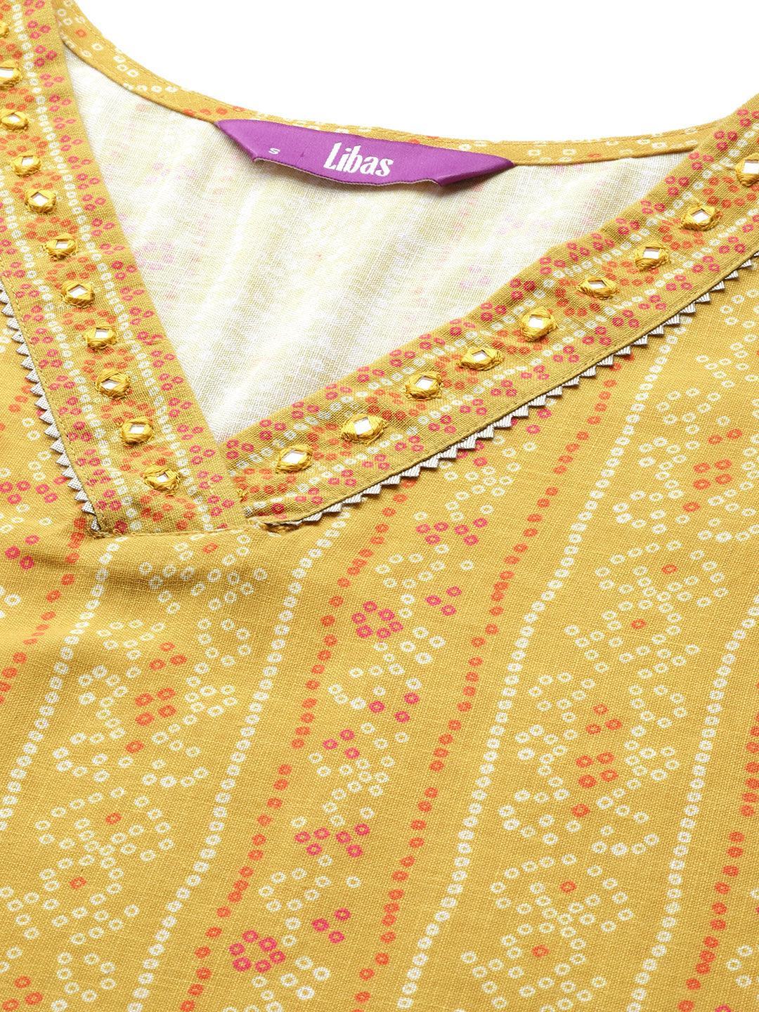 Yellow Printed Cotton Straight Kurta Set With Trousers - ShopLibas 