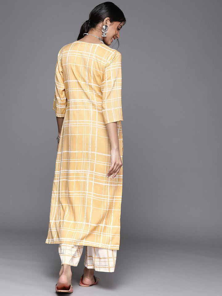 Yellow Printed Rayon Kurta - Libas