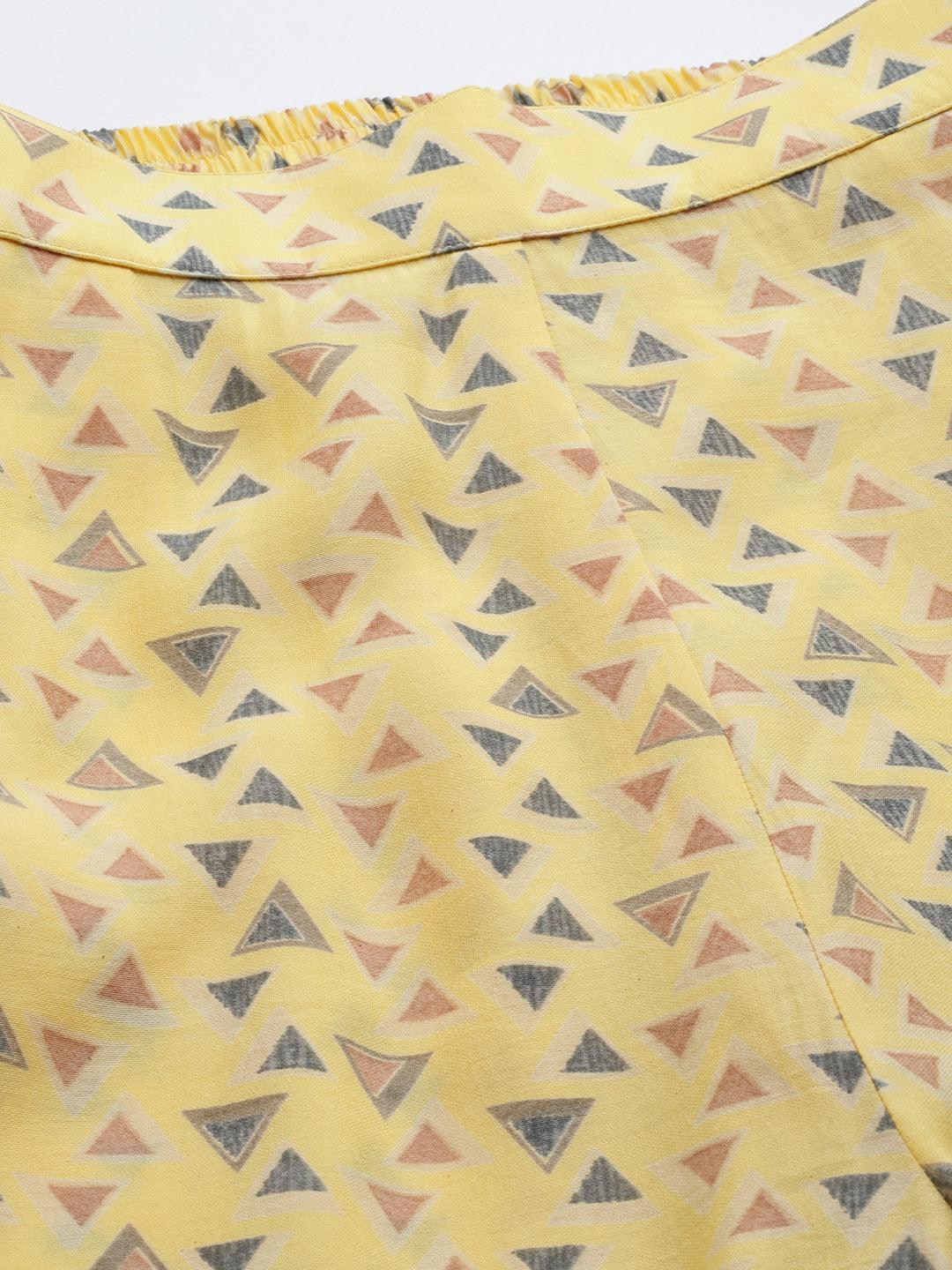 Yellow Printed Silk Blend Co-Ords - ShopLibas