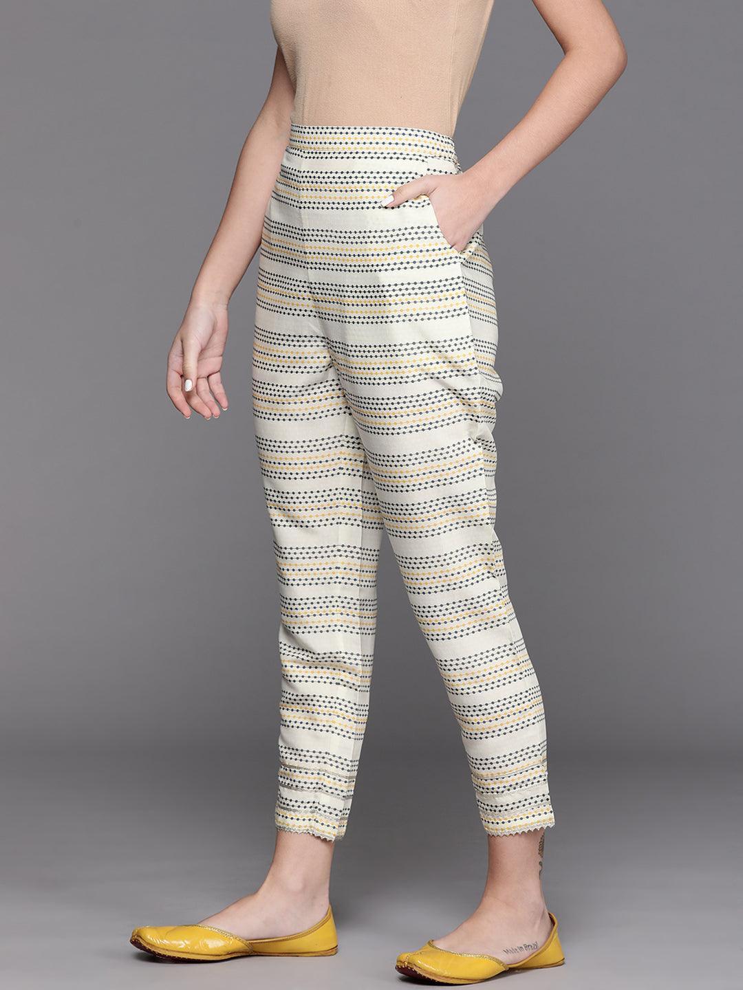Yellow Striped Silk Trousers - ShopLibas 