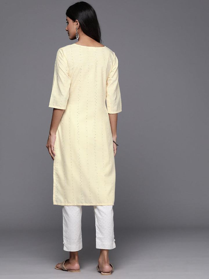 Yellow Woven Design Cotton Straight Kurta