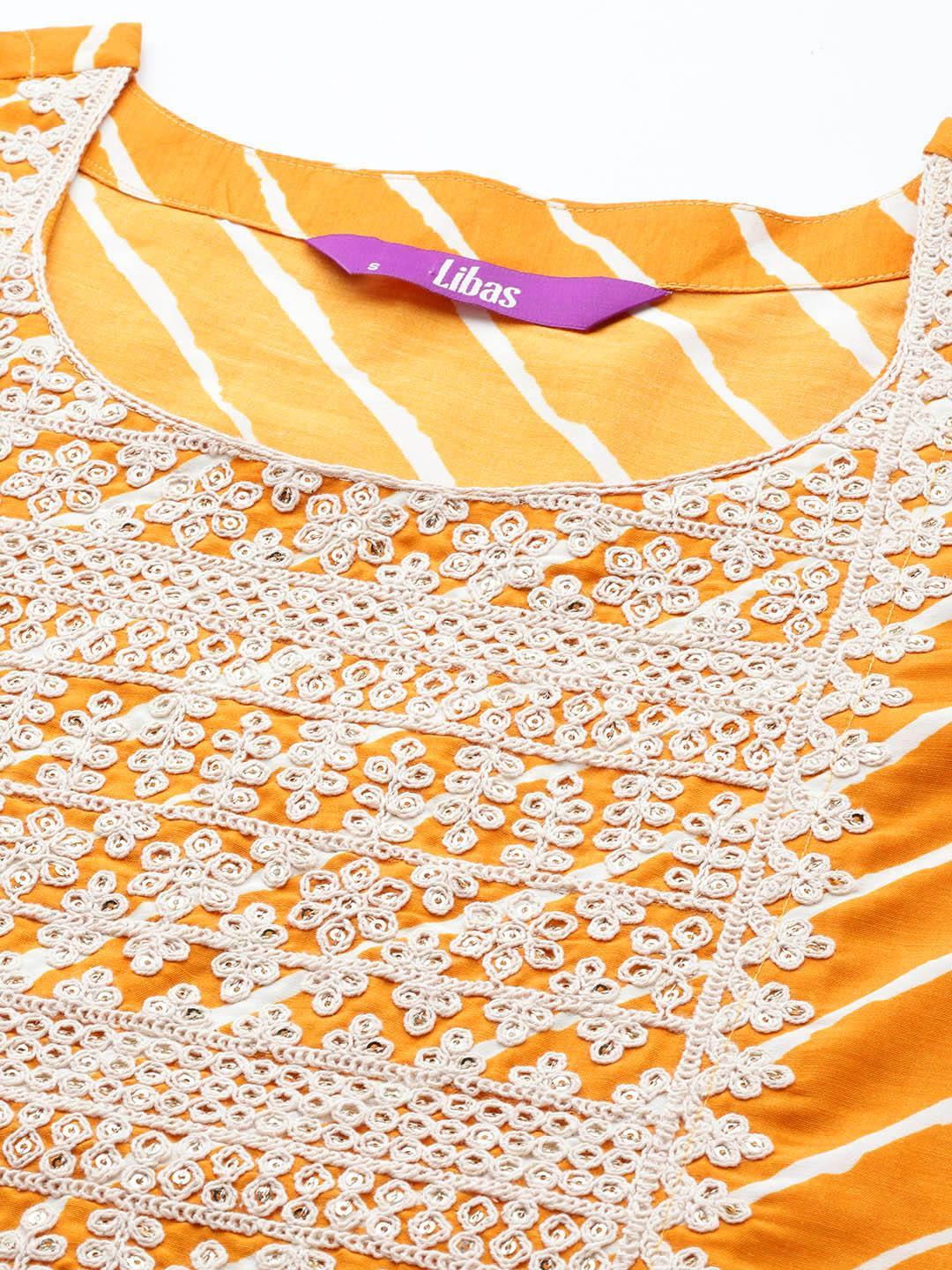 Yellow Yoke Design Silk Blend Straight Suit Set With Trousers - ShopLibas 